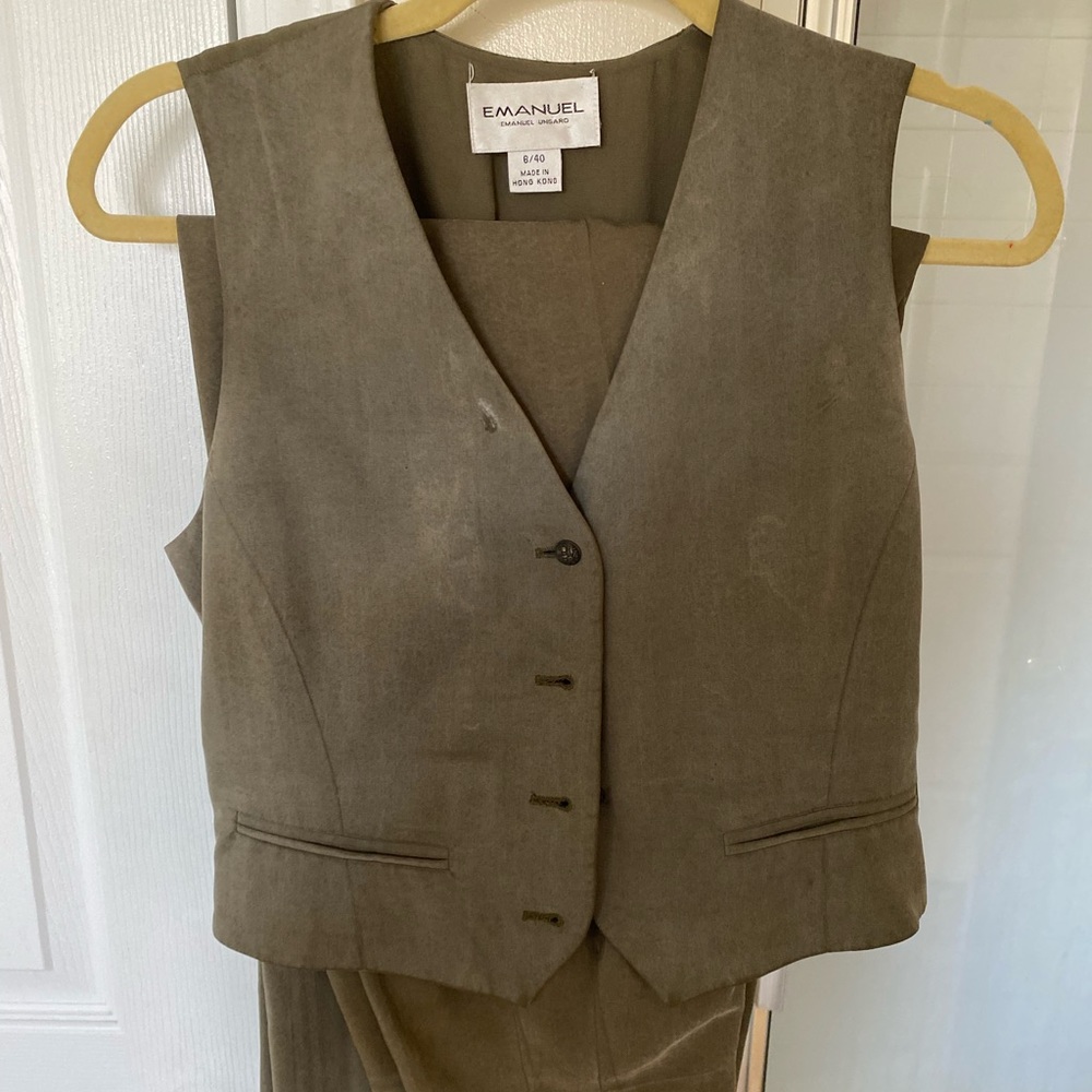 Vintage Emanuel Ungaro Sage Vest and Pant Set Women’s US Size 6
